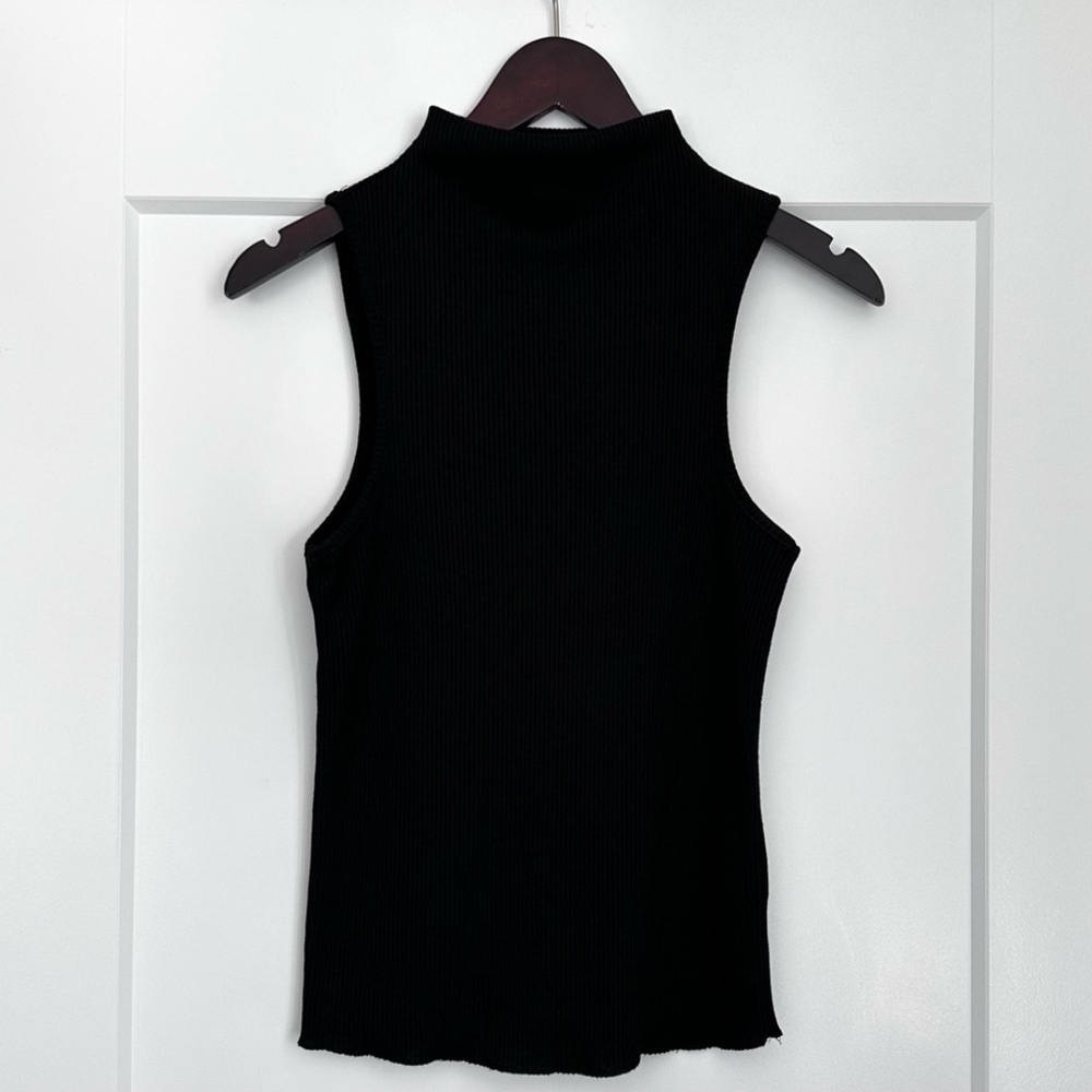 Topshop | Black Mock Neck Ribbed Tall Sleeveless Top
